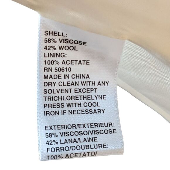 Anne Klein Women's Ivory Viscose & Wool Blend Textured Jacket Size 14 - Picture 12 of 12